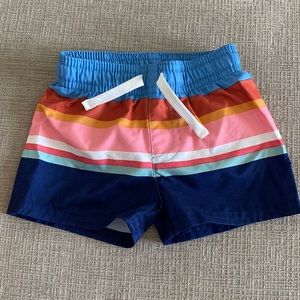 Cat & Jack Boys Blue, Navy, Pink, Coral Stripe Swim Trunks